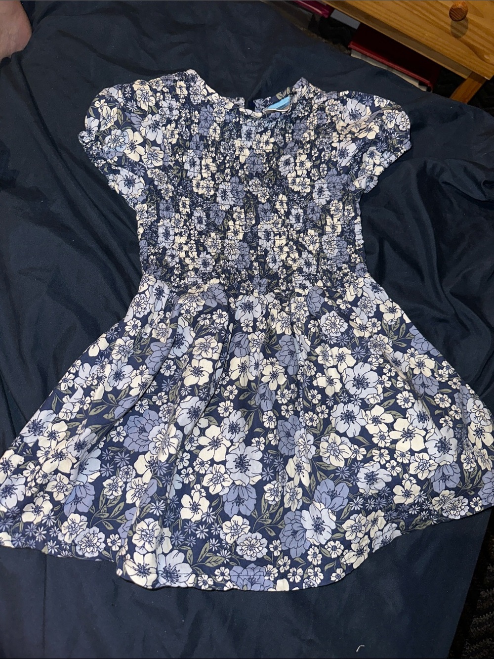 Draper James Navy and White Floral Smocked Dress